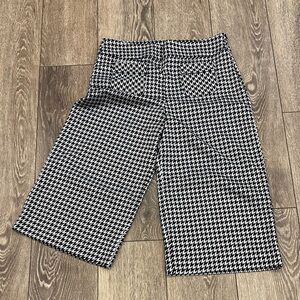 Anthro Eva Franco Black and White Houndstooth Pants Cropped 14 Wide Leg